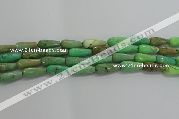 CTR113 15.5 inches 8*20mm faceted teardrop grass agate beads