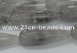 CTR131 15.5 inches 10*30mm faceted teardrop cloudy quartz beads