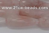 CTR132 15.5 inches 10*30mm faceted teardrop pink quartz beads