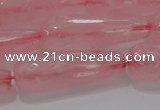 CTR133 15.5 inches 10*30mm faceted teardrop rose quartz beads