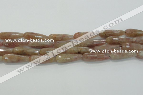 CTR134 15.5 inches 10*30mm faceted teardrop strawberry quartz beads