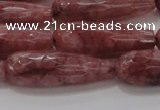 CTR135 15.5 inches 10*30mm faceted teardrop strawberry quartz beads