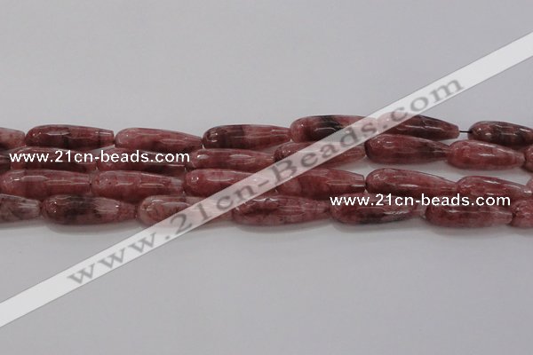 CTR135 15.5 inches 10*30mm faceted teardrop strawberry quartz beads