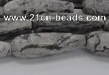 CTR139 15.5 inches 10*30mm faceted teardrop grey picture jasper beads