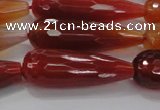 CTR142 15.5 inches 10*30mm faceted teardrop red agate beads