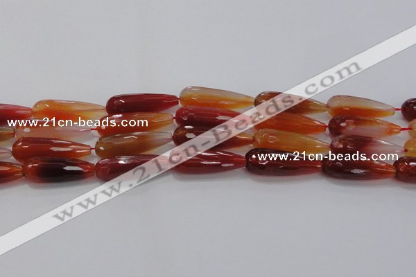 CTR142 15.5 inches 10*30mm faceted teardrop red agate beads