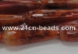 CTR143 15.5 inches 10*30mm faceted teardrop natural fire agate beads