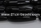 CTR145 15.5 inches 10*30mm faceted teardrop black agate beads