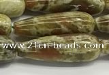 CTR153 15.5 inches 10*30mm teardrop green dragon serpentine jasper beads