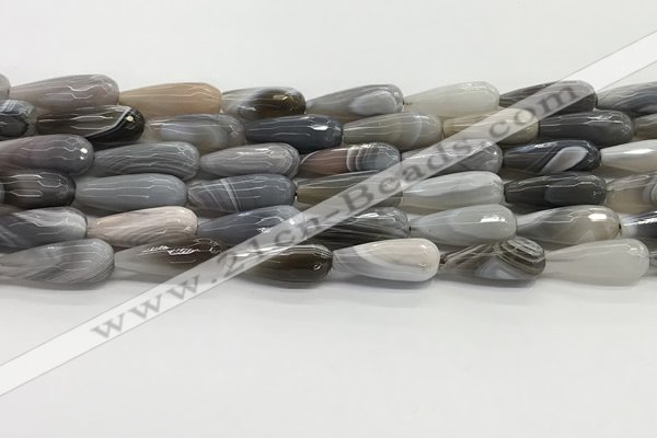 CTR154 15.5 inches 8*20mm faceted teardrop grey Botswana agate beads