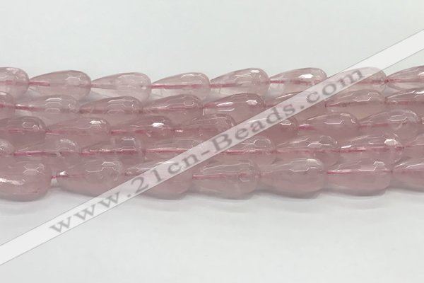 CTR159 15.5 inches 10*20mm faceted teardrop rose quartz beads