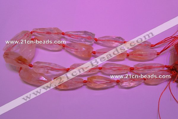 CTR201 15*30mm - 18*45mm faceted teardrop citrine gemstone beads