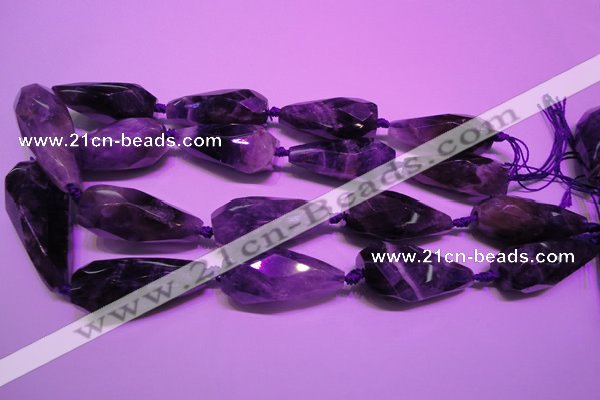 CTR205 15*30mm - 18*45mm faceted teardrop amethyst gemstone beads