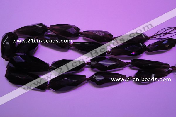 CTR206 15*34mm - 20*42mm faceted teardrop smoky quartz beads