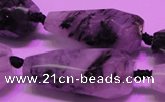 CTR207 16*35mm - 18*43mm faceted teardrop black rutilated quartz beads