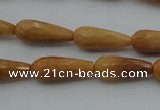 CTR21 15.5 inches 8*20mm faceted teardrop yellow jade beads