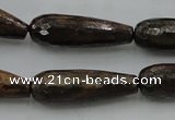 CTR30 15.5 inches 10*30mm faceted teardrop bronzite gemstone beads