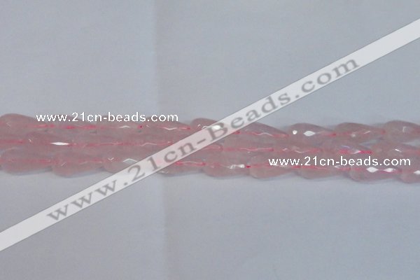 CTR301 15.5 inches 12*25mm faceted teardrop rose quartz beads