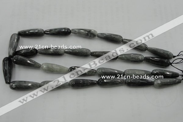 CTR31 15.5 inches 10*30mm faceted teardrop eagle eye jasper beads