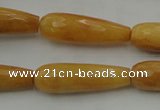 CTR33 15.5 inches 10*30mm faceted teardrop yellow jade beads