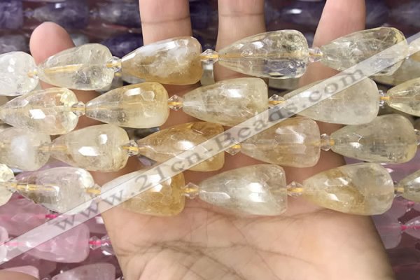 CTR351 15.5 inches 15*25mm faceted teardrop citrine beads