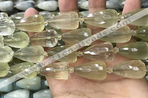 CTR352 15.5 inches 15*25mm faceted teardrop lemon quartz beads