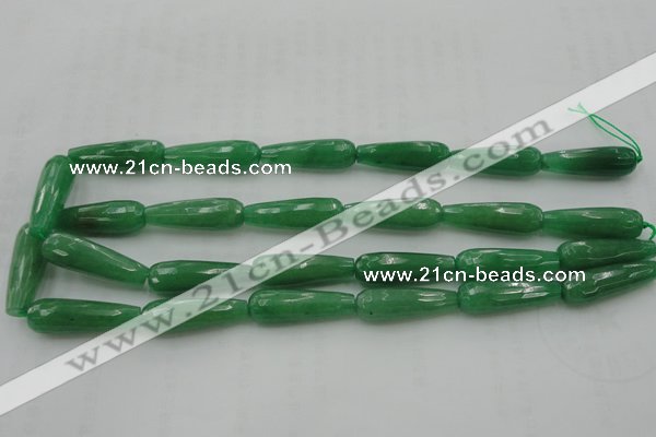 CTR36 15.5 inches 10*30mm faceted teardrop gree aventurine beads