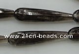 CTR42 15.5 inches 10*40mm faceted teardrop smoky quartz beads