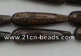 CTR45 15.5 inches 10*40mm faceted teardrop bronzite gemstone beads