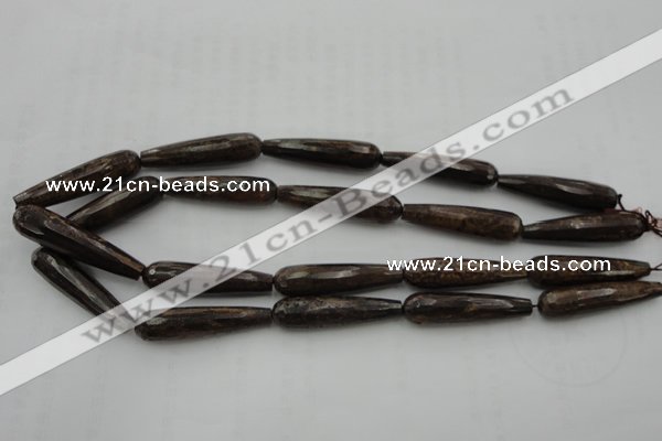 CTR45 15.5 inches 10*40mm faceted teardrop bronzite gemstone beads