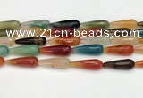 CTR463 15.5 inches 10*30mm faceted teardrop agate beads wholesale