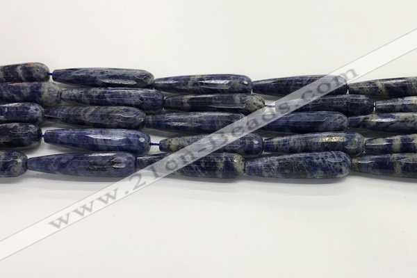 CTR47 15.5 inches 10*40mm faceted teardrop sodalite gemstone beads