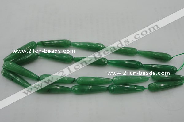 CTR50 15.5 inches 10*40mm faceted teardrop green aventurine beads