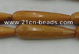 CTR52 15.5 inches 10*40mm faceted teardrop yellow jade beads