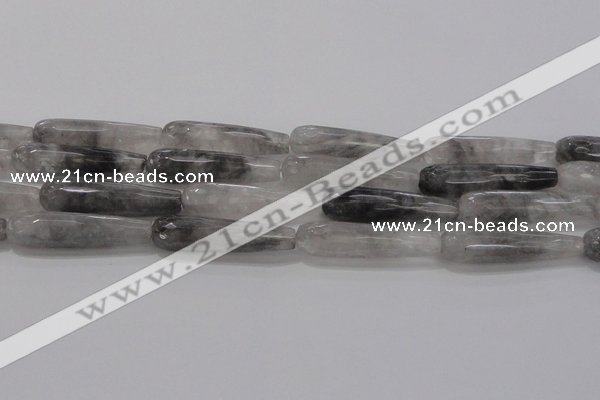 CTR56 15.5 inches 10*40mm faceted teardrop cloudy quartz beads