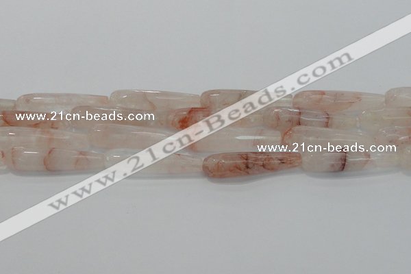 CTR57 15.5 inches 10*40mm faceted teardrop pink quartz beads