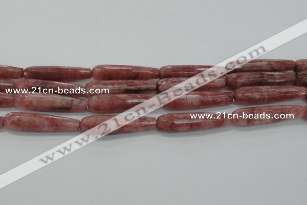 CTR58 15.5 inches 10*40mm faceted teardrop strawberry quartz beads