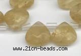 CTR615 Top drilled 10*10mm faceted briolette yellow watermelon beads