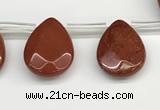 CTR668 Top drilled 10*14mm faceted briolette red jasper beads