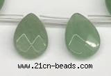 CTR696 Top drilled 12*16mm faceted briolette green aventurine beads