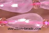 CTR710 15 inches 8*16mm faceted teardrop rose quartz beads