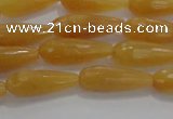 CTR75 15.5 inches 6*16mm faceted teardrop yellow jade beads