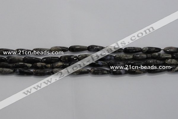 CTR78 15.5 inches 6*16mm faceted teardrop grey opal gemstone beads