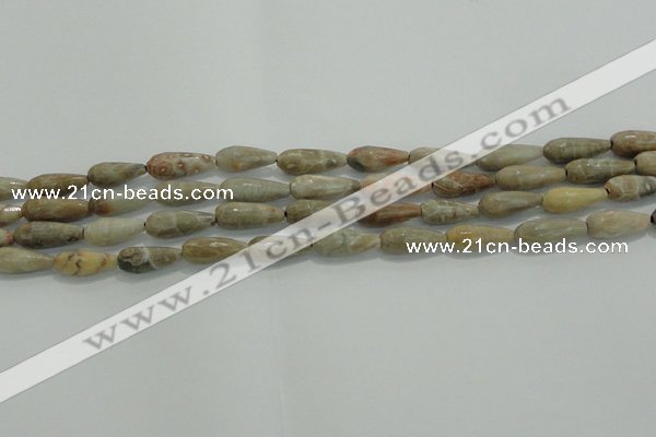 CTR81 15.5 inches 6*16mm faceted teardrop chrysanthemum agate beads