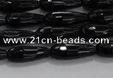 CTR82 15.5 inches 6*16mm faceted teardrop black agate beads