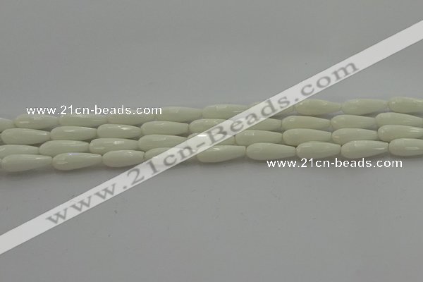 CTR83 15.5 inches 6*16mm faceted teardrop white porcelain beads