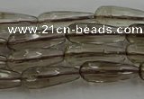 CTR85 15.5 inches 6*16mm faceted teardrop smoky quartz beads