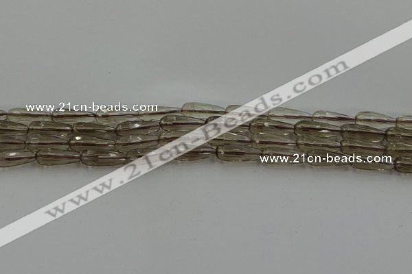 CTR85 15.5 inches 6*16mm faceted teardrop smoky quartz beads