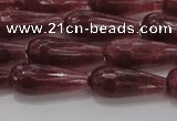 CTR92 15.5 inches 8*20mm faceted teardrop strawberry quartz beads