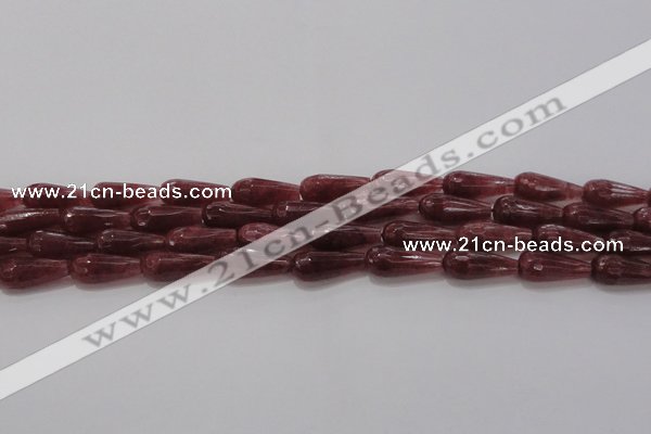 CTR92 15.5 inches 8*20mm faceted teardrop strawberry quartz beads